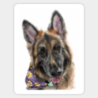 Smiling German Shepherd Dog With Bandanna Sticker